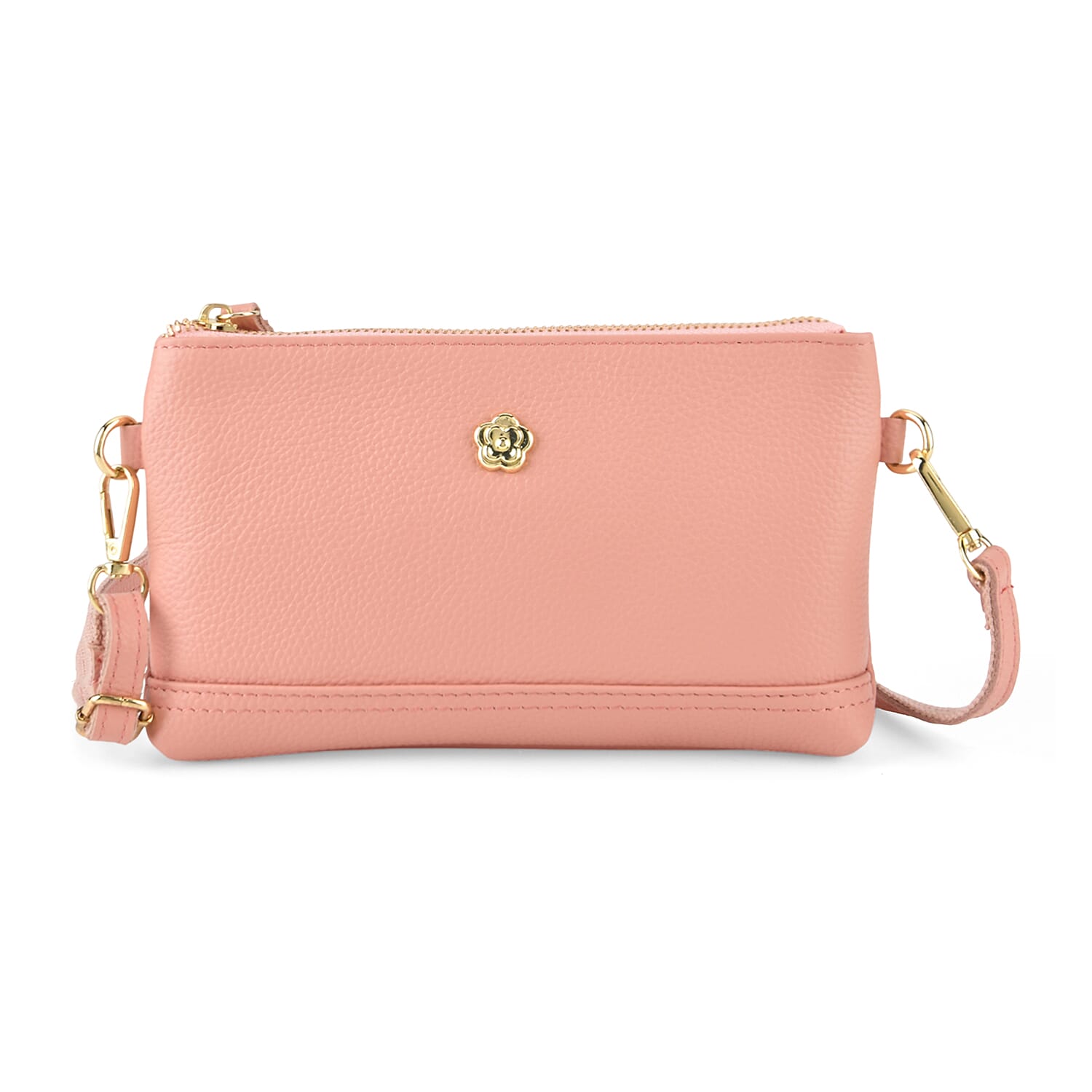 Genuine Leather Quilted Designer Slim Handbag - Pink