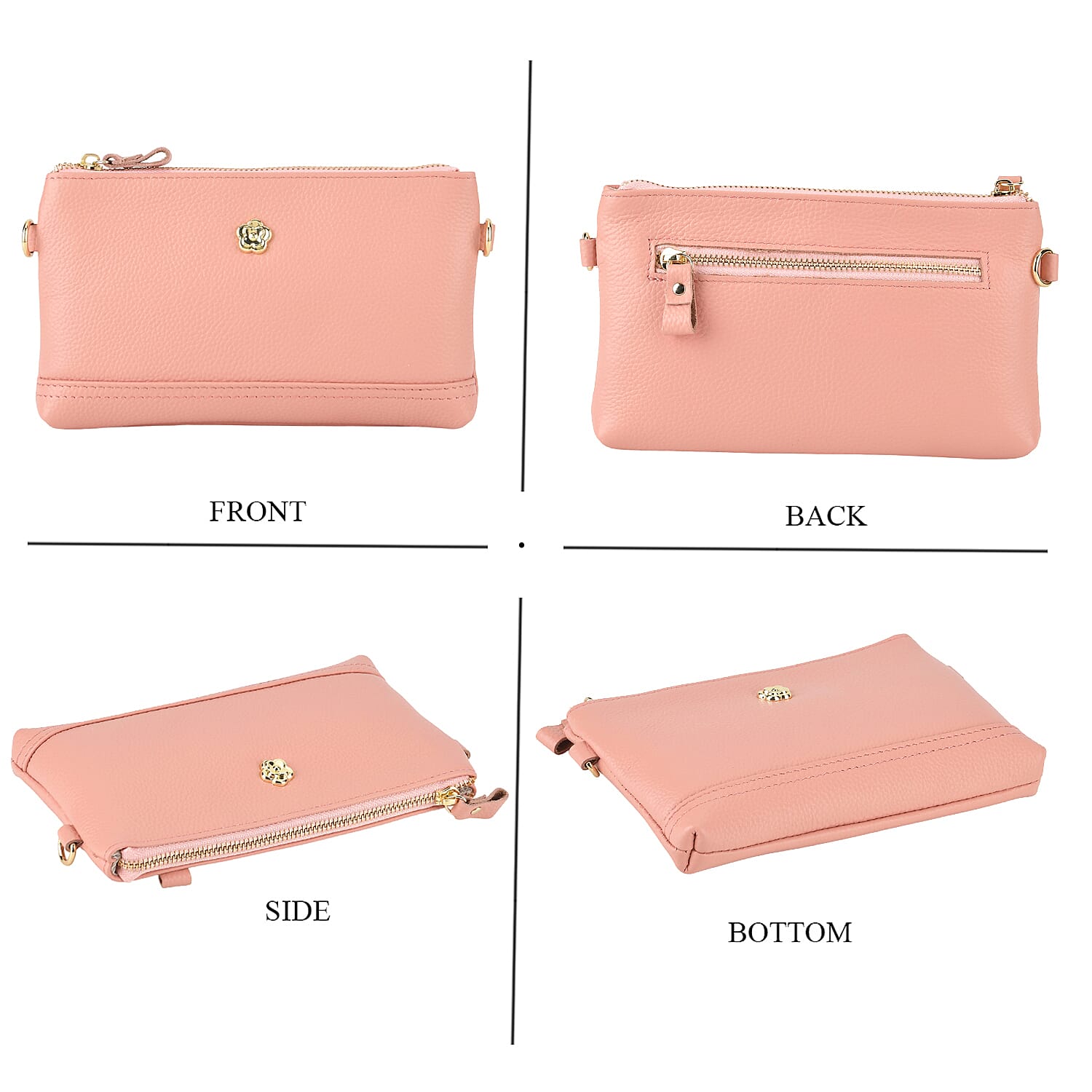 Genuine Leather Quilted Designer Slim Handbag - Pink