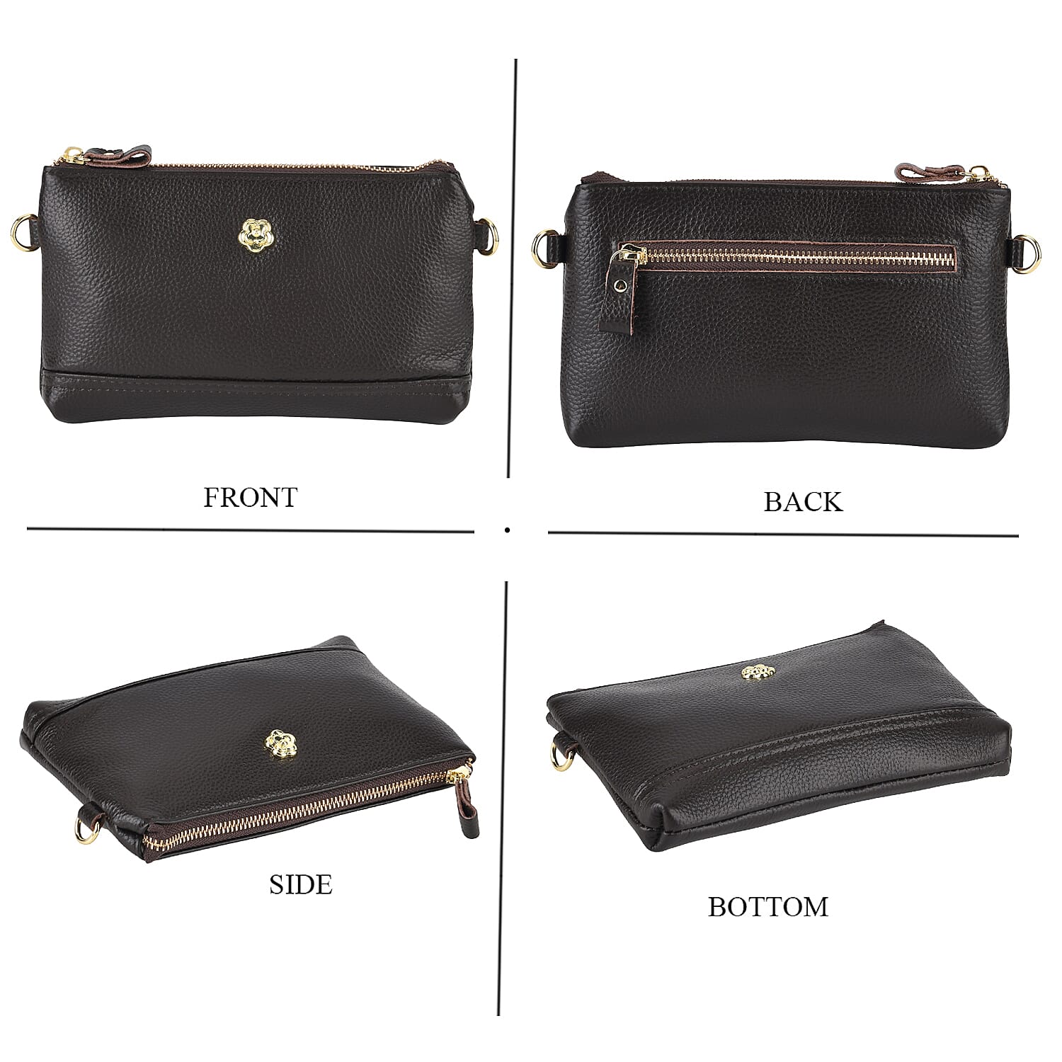 Genuine Leather Quilted Designer Slim Handbag - Dark Coffee