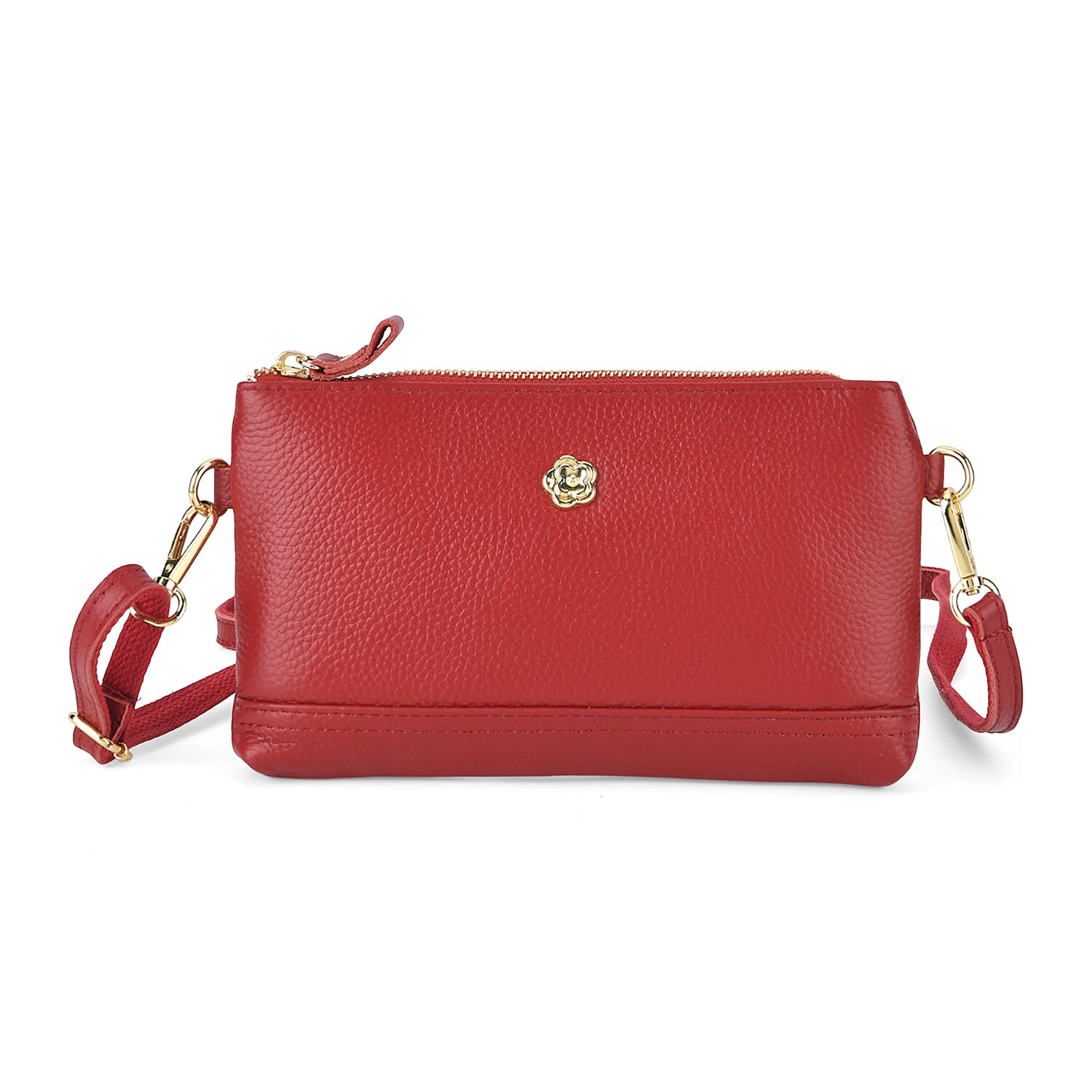 Genuine Leather Quilted Designer Slim Handbag - Red