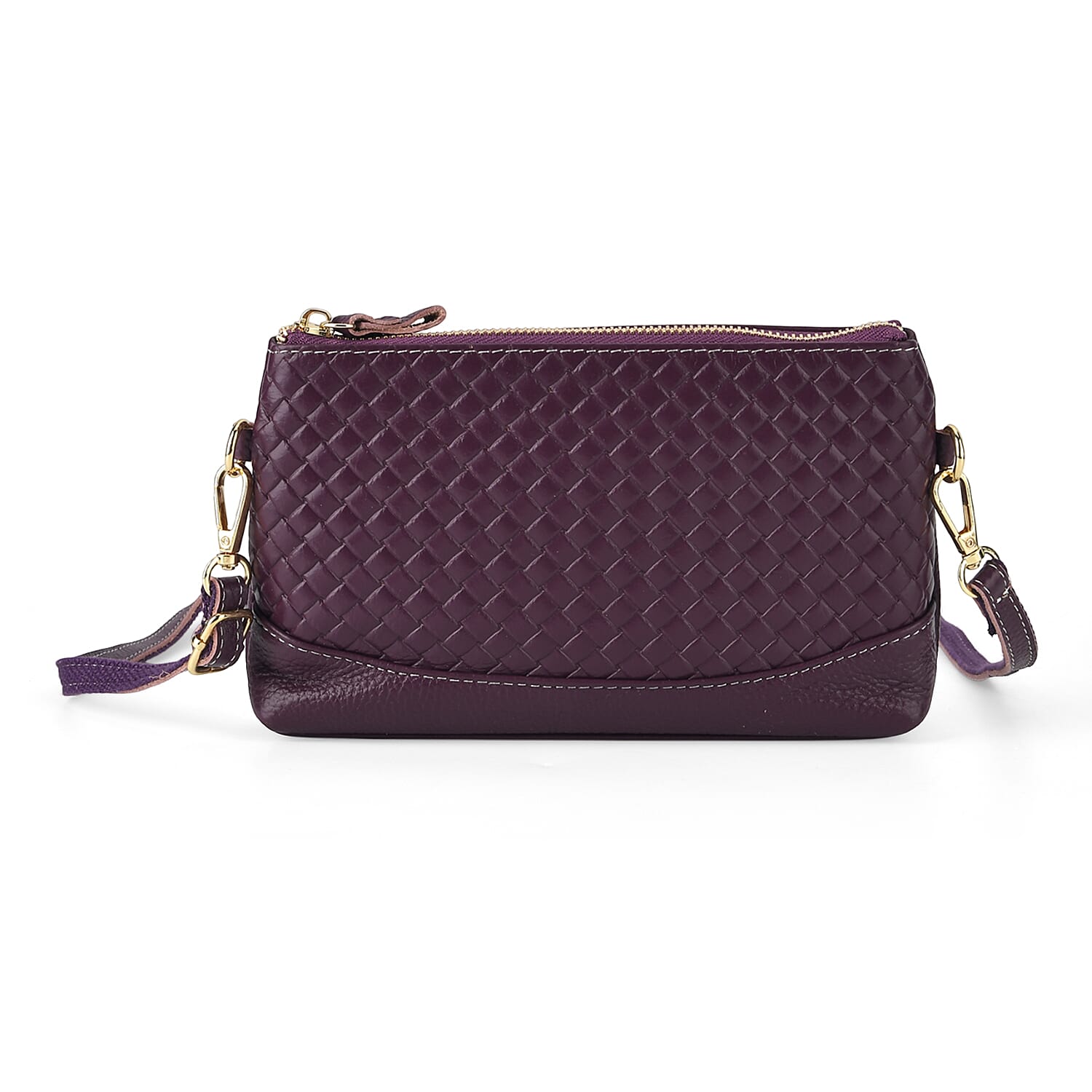 Genuine Leather Quilted Designer Slim Handbag - Purple