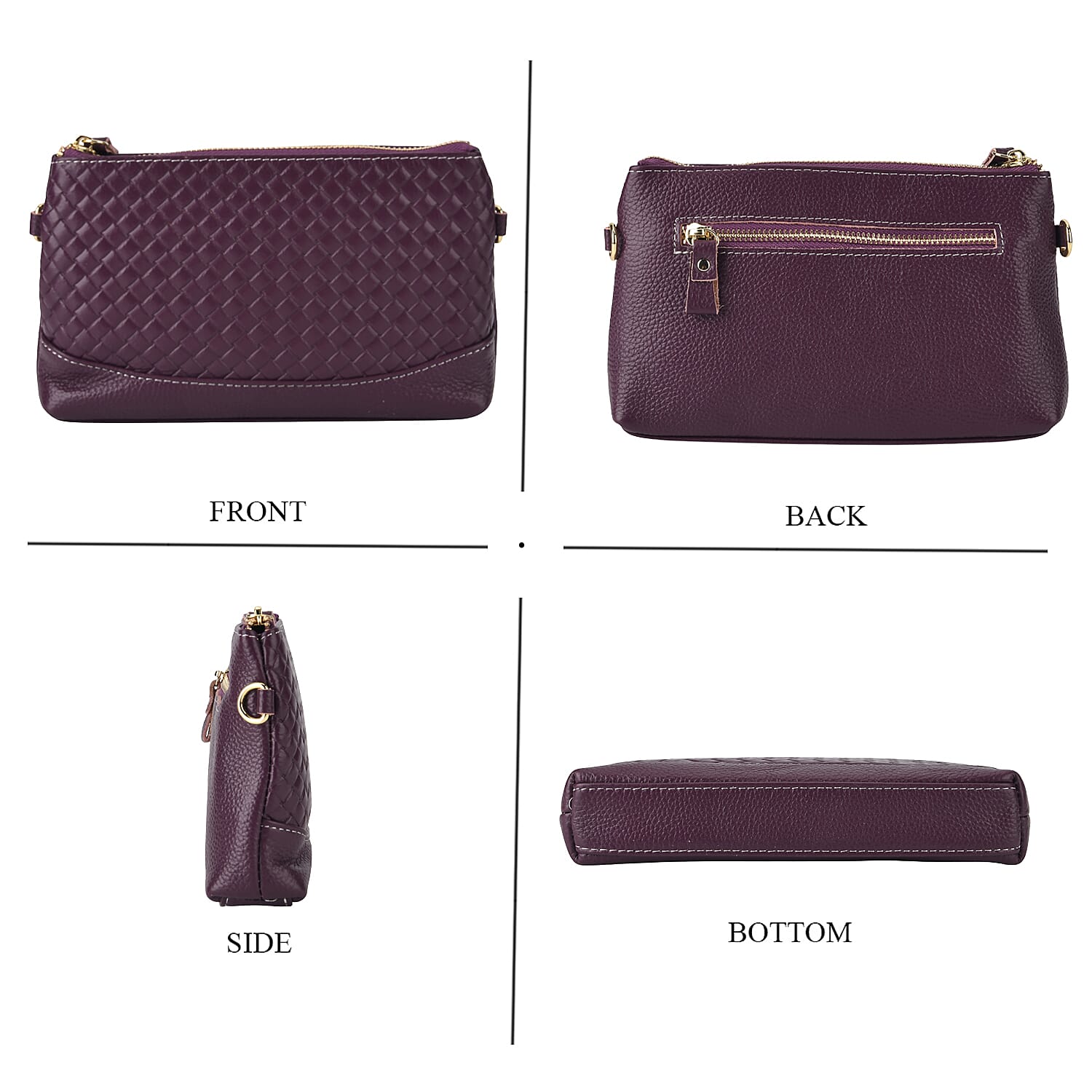 Genuine Leather Quilted Designer Slim Handbag - Purple