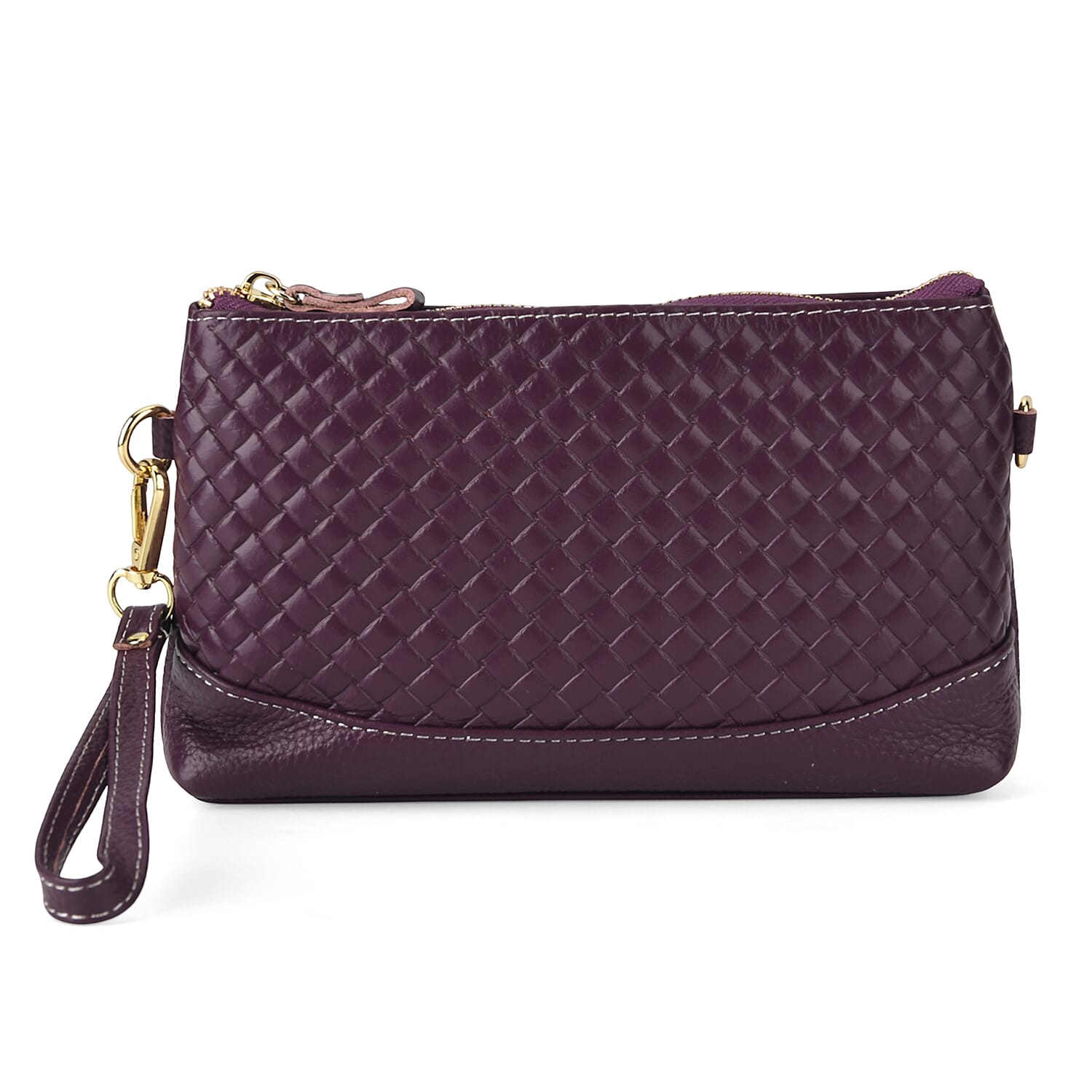 Genuine Leather Quilted Designer Slim Handbag - Purple