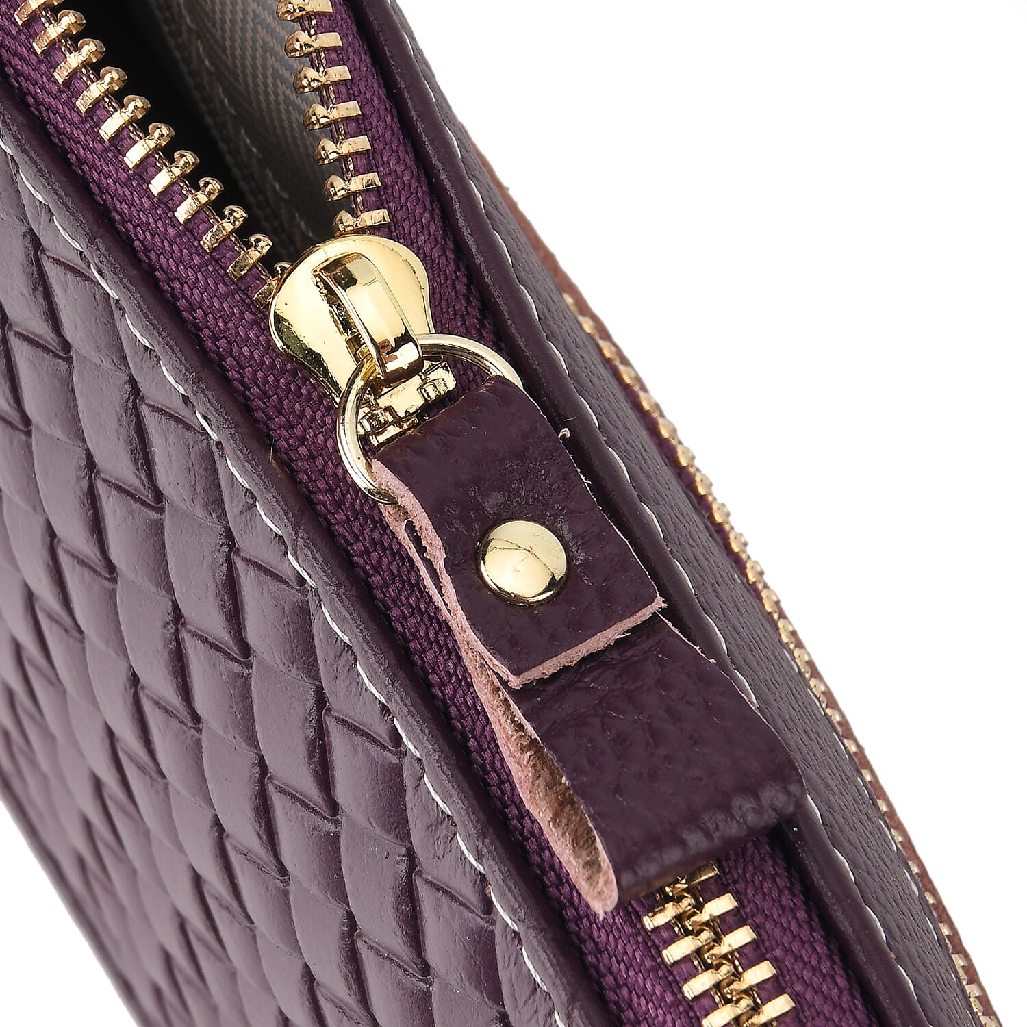 Genuine Leather Quilted Designer Slim Handbag - Purple