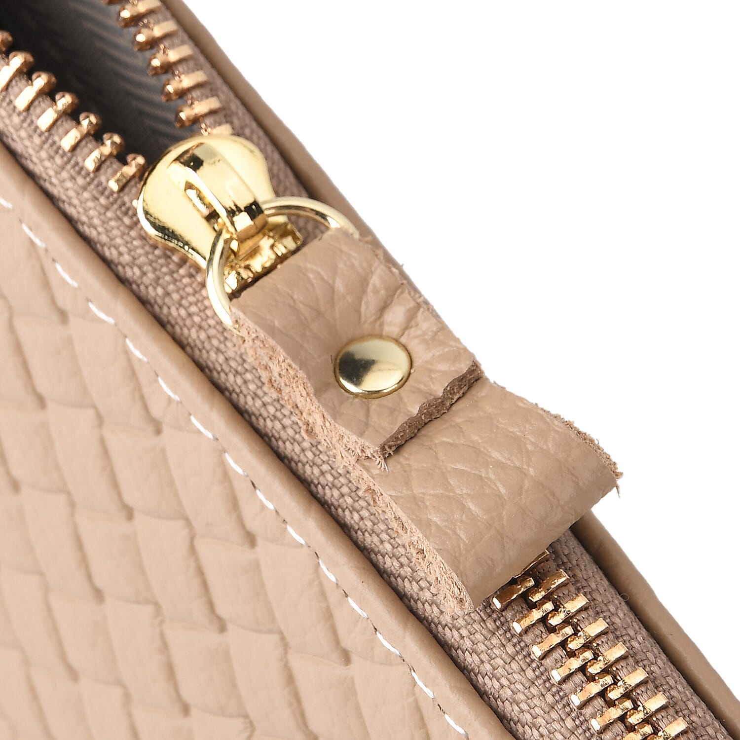 Genuine Leather Quilted Designer Slim Handbag - Beige