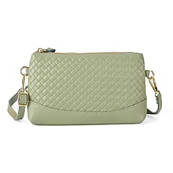 Genuine Leather Quilted Designer Slim Handbag - Grey
