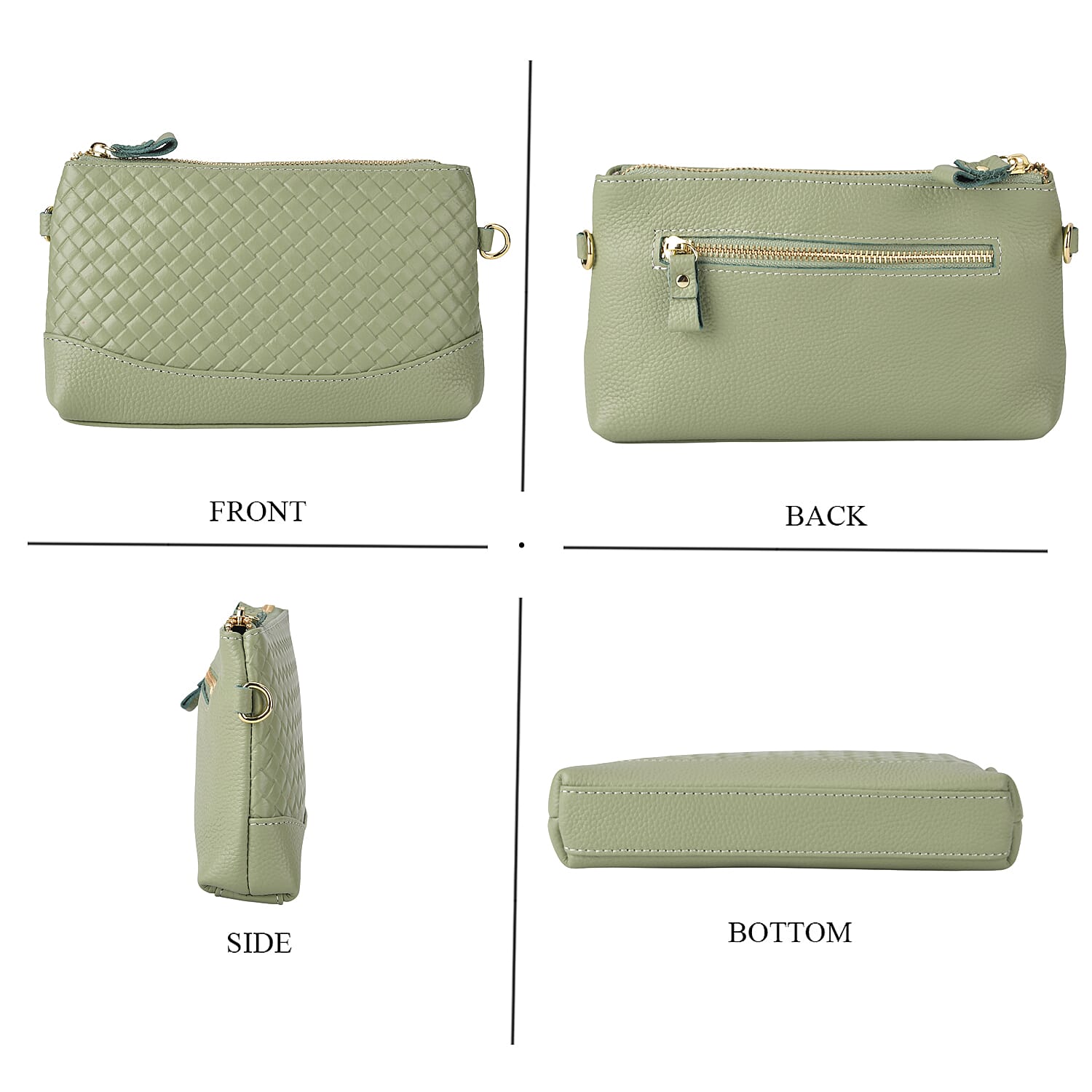 Genuine Leather Quilted Designer Slim Handbag - Green