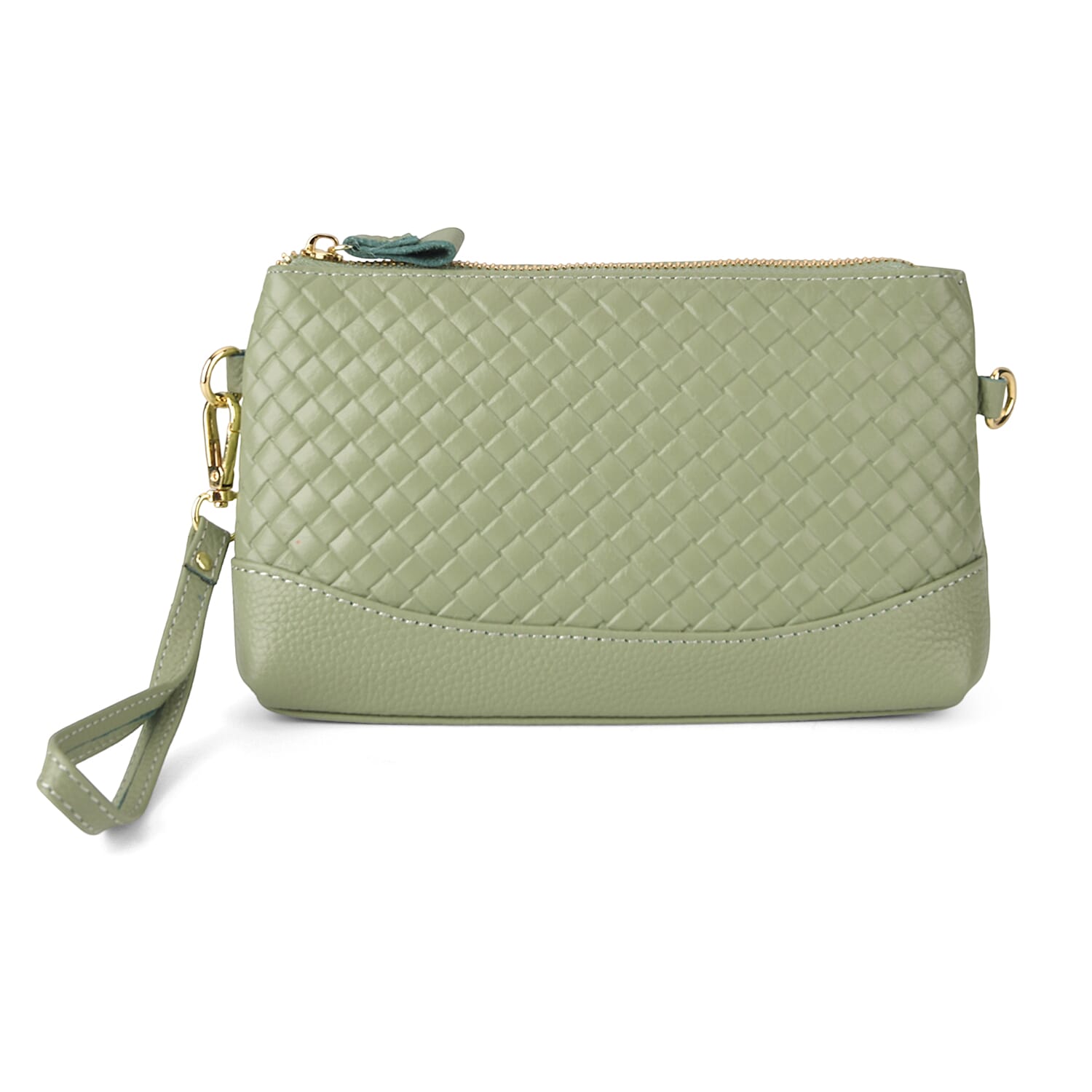 Genuine Leather Quilted Designer Slim Handbag - Green