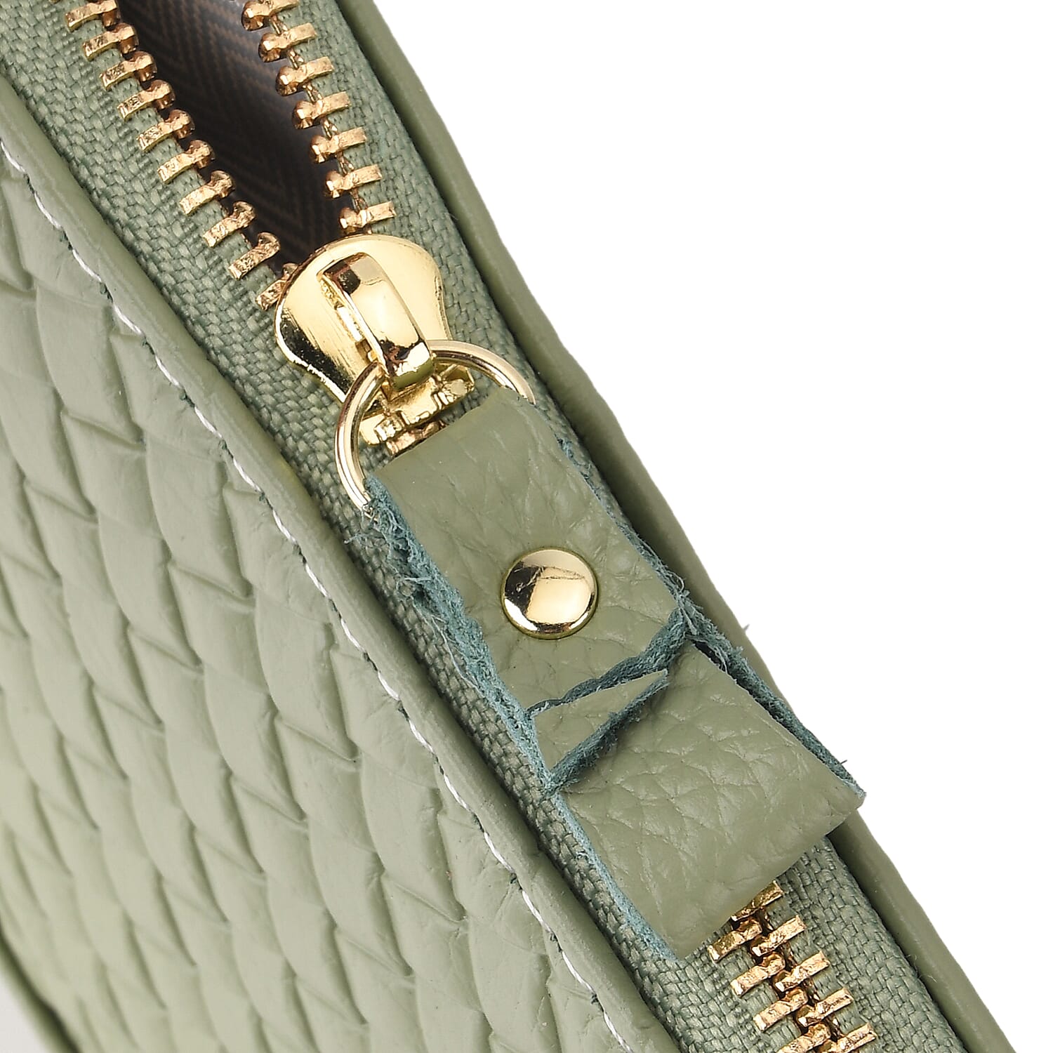 Genuine Leather Quilted Designer Slim Handbag - Green