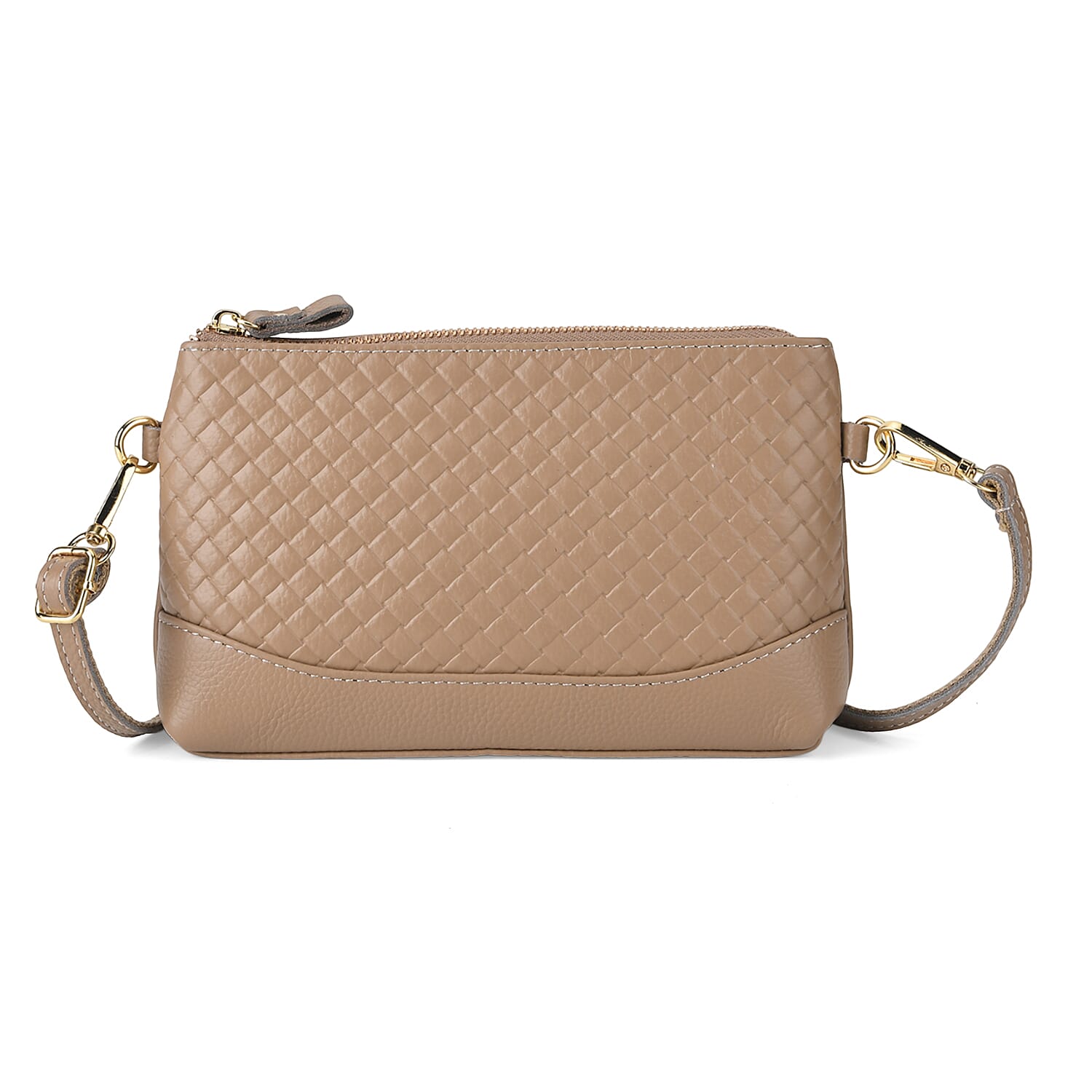 Genuine Leather Quilted Designer Slim Handbag - Grey
