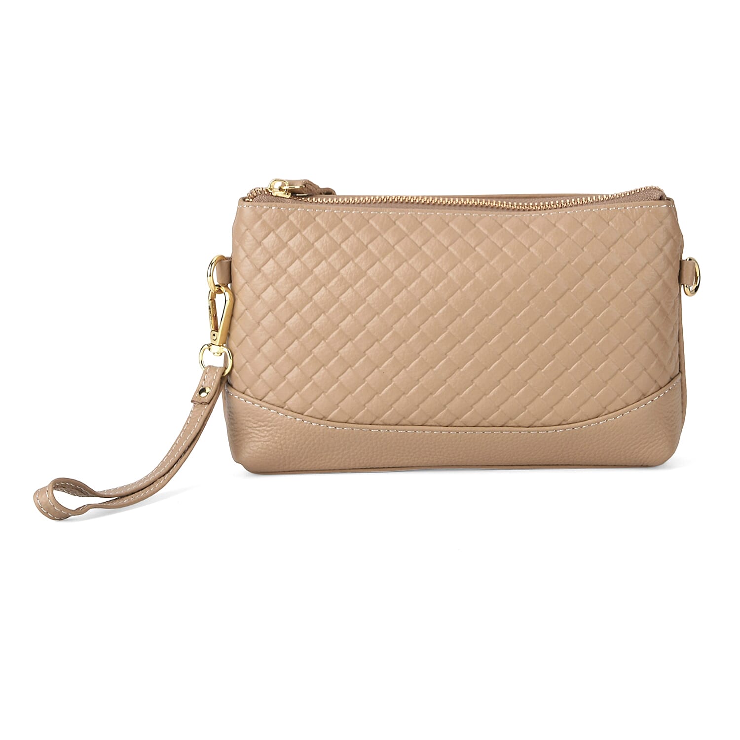 Genuine Leather Quilted Designer Slim Handbag - Grey