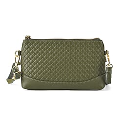 Genuine Leather Quilted Designer Slim Handbag - Grey