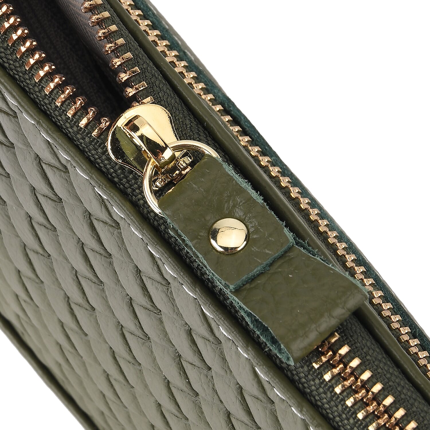 Genuine Leather Quilted Designer Slim Handbag - Dark Green