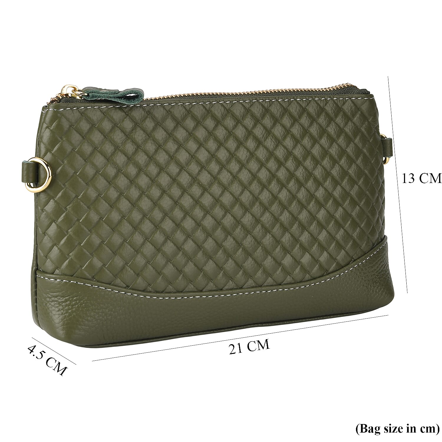 Genuine Leather Quilted Designer Slim Handbag - Dark Green