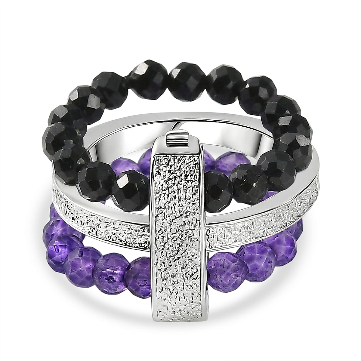 EverTrue - African Amethyst & Black Spinel Stackable Ring 12.50 Ct.