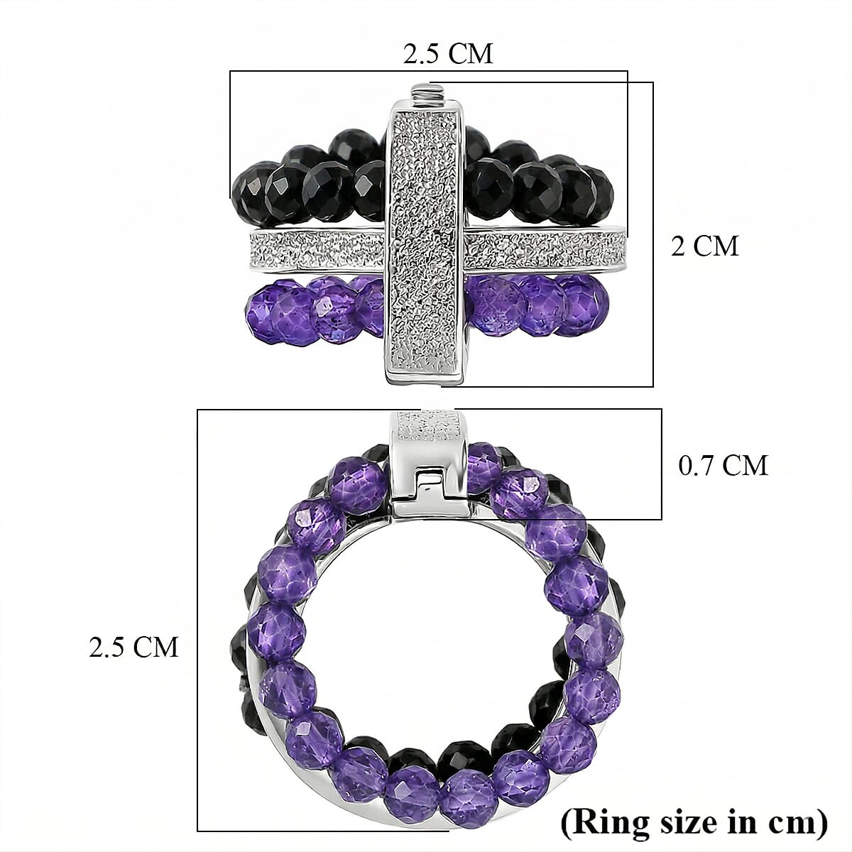 EverTrue - African Amethyst & Black Spinel Stackable Ring 12.50 Ct.