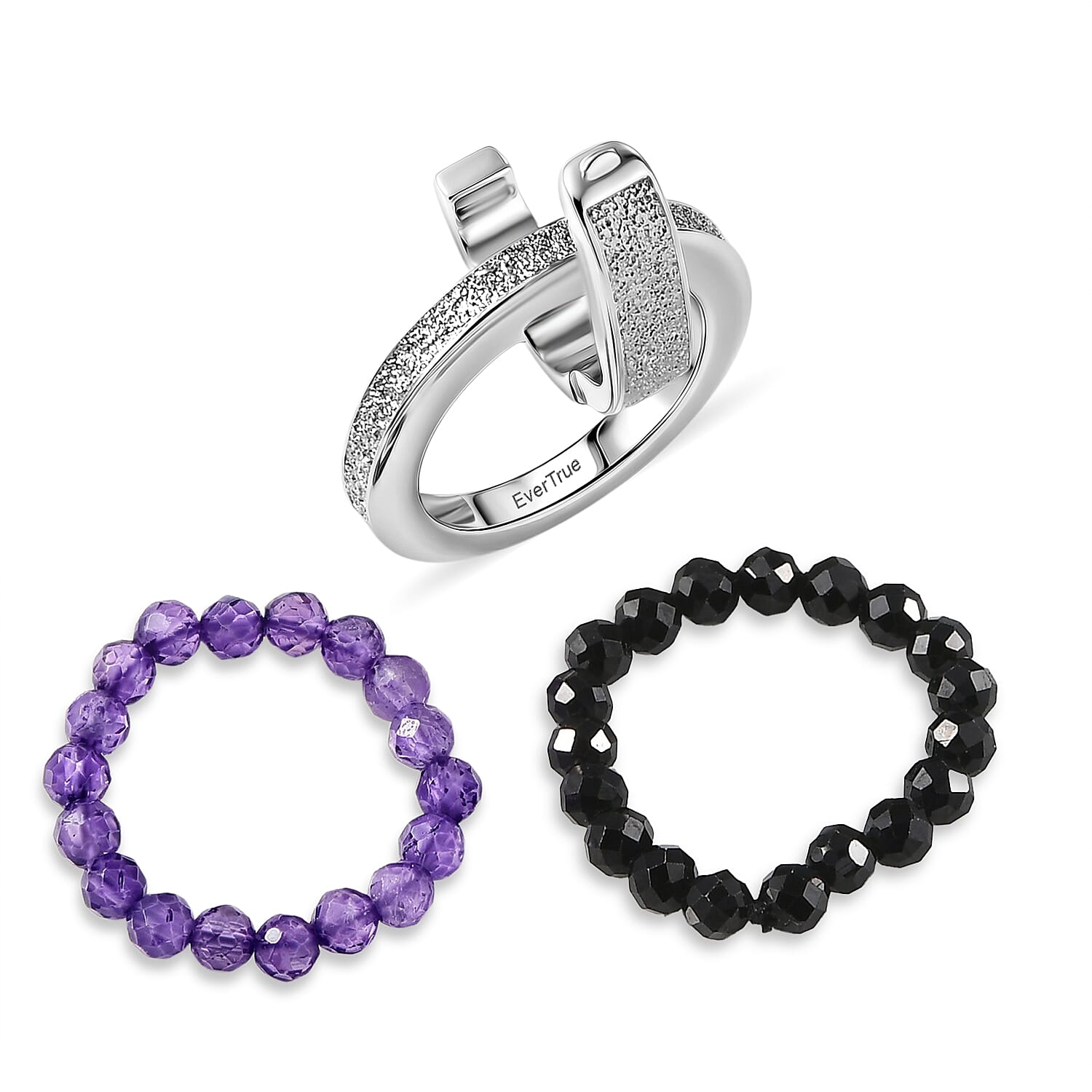 EverTrue - African Amethyst & Black Spinel Stackable Ring 12.50 Ct.