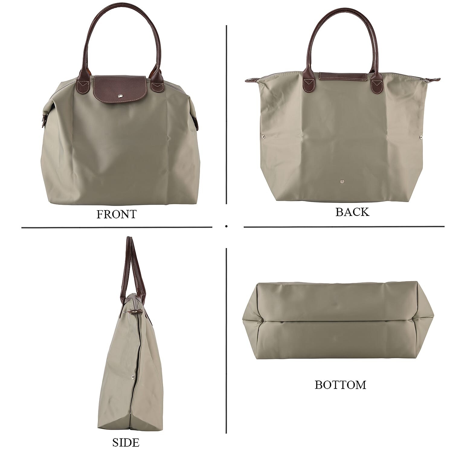 Styled By Classic Trapezoidal Large-Capacity Shoulder Tote Bag - Grey