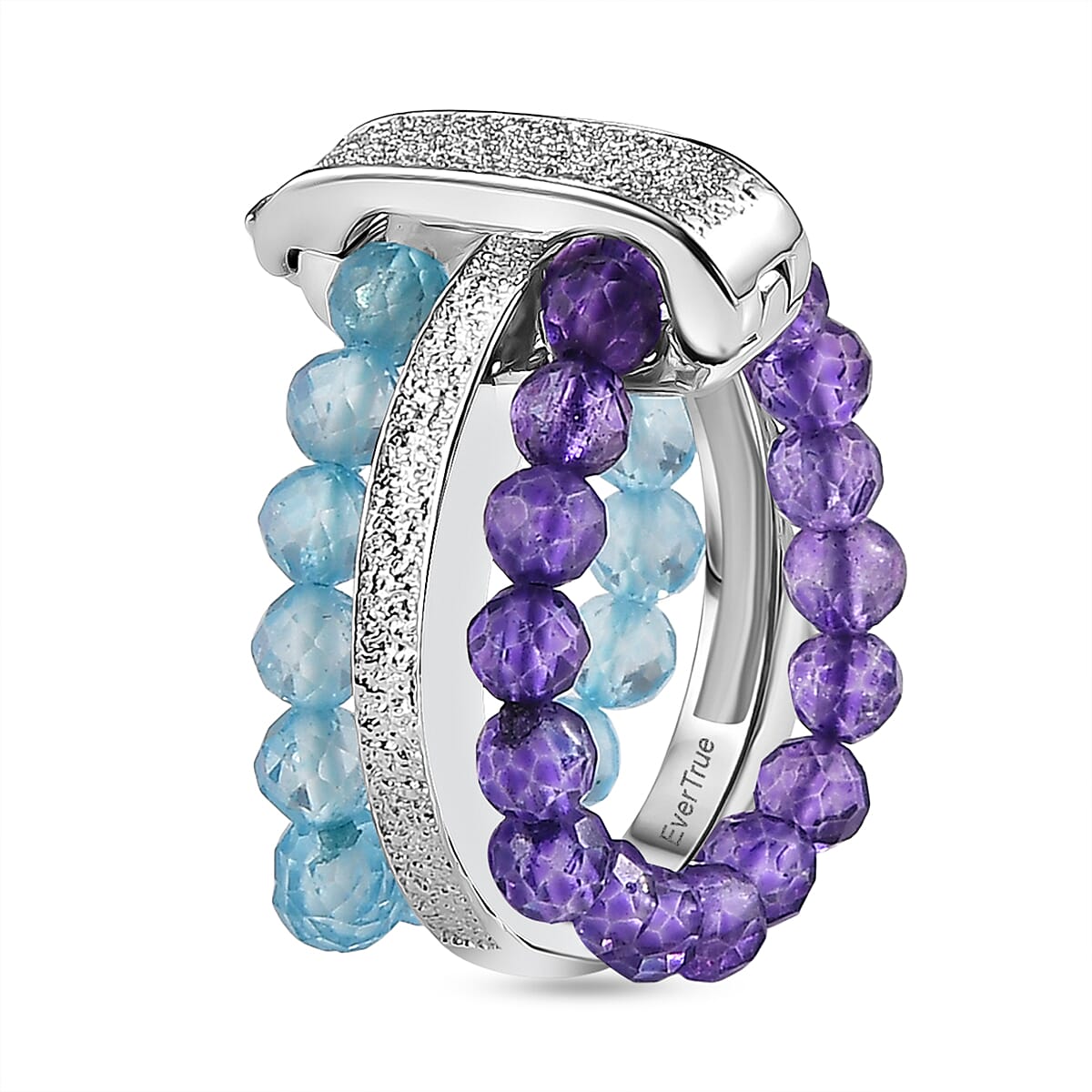 EverTrue - Skyblue Topaz & African Amethyst Stackable Ring 11.00 Ct.