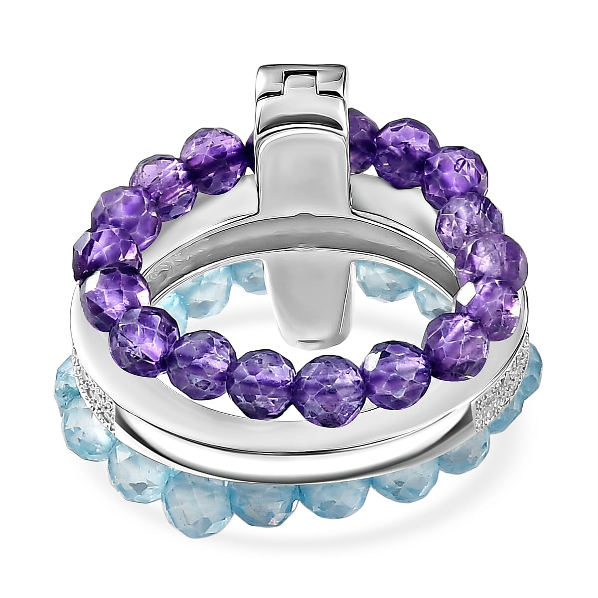 EverTrue - Skyblue Topaz & African Amethyst Stackable Ring 11.00 Ct.