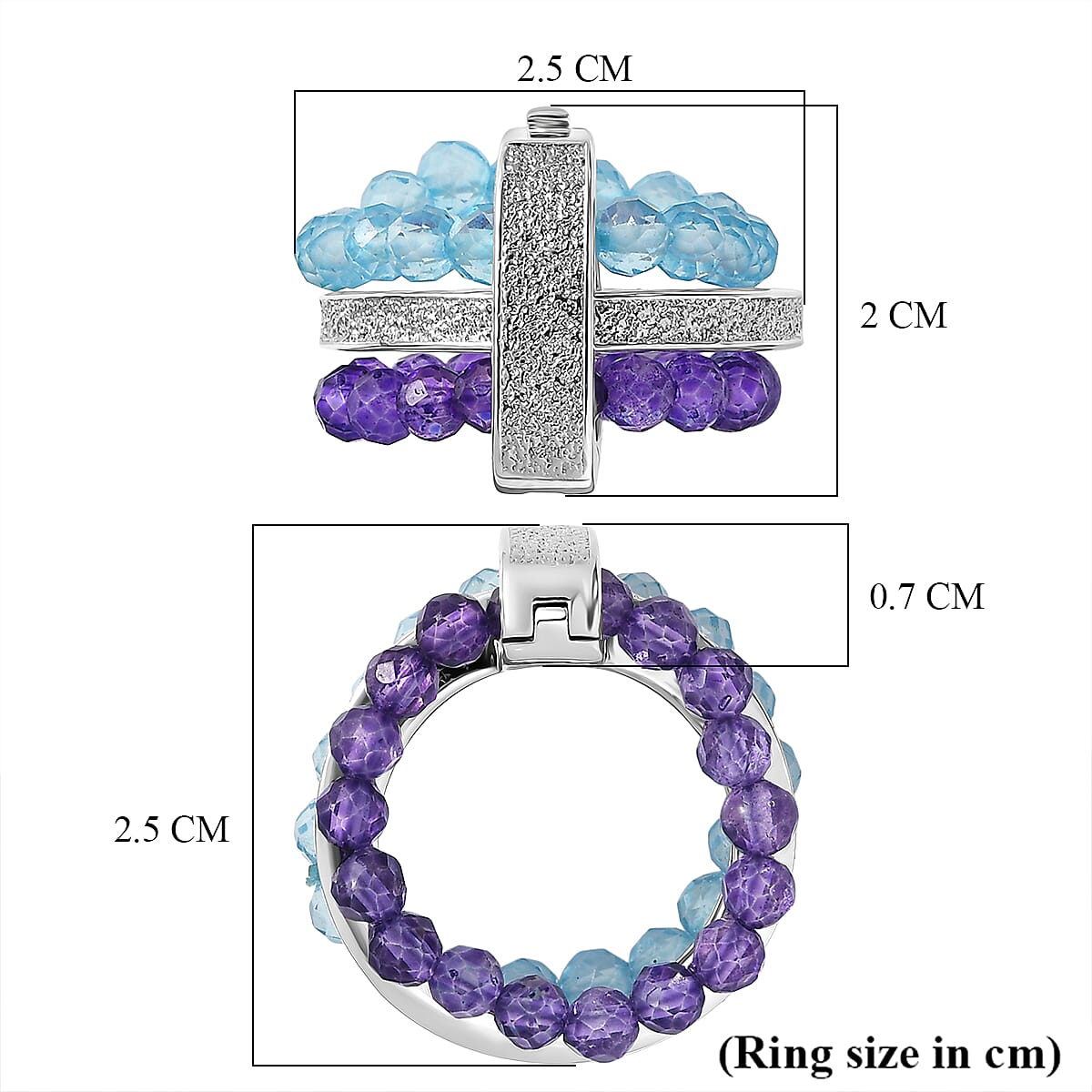 EverTrue - Skyblue Topaz & African Amethyst Stackable Ring 11.00 Ct.