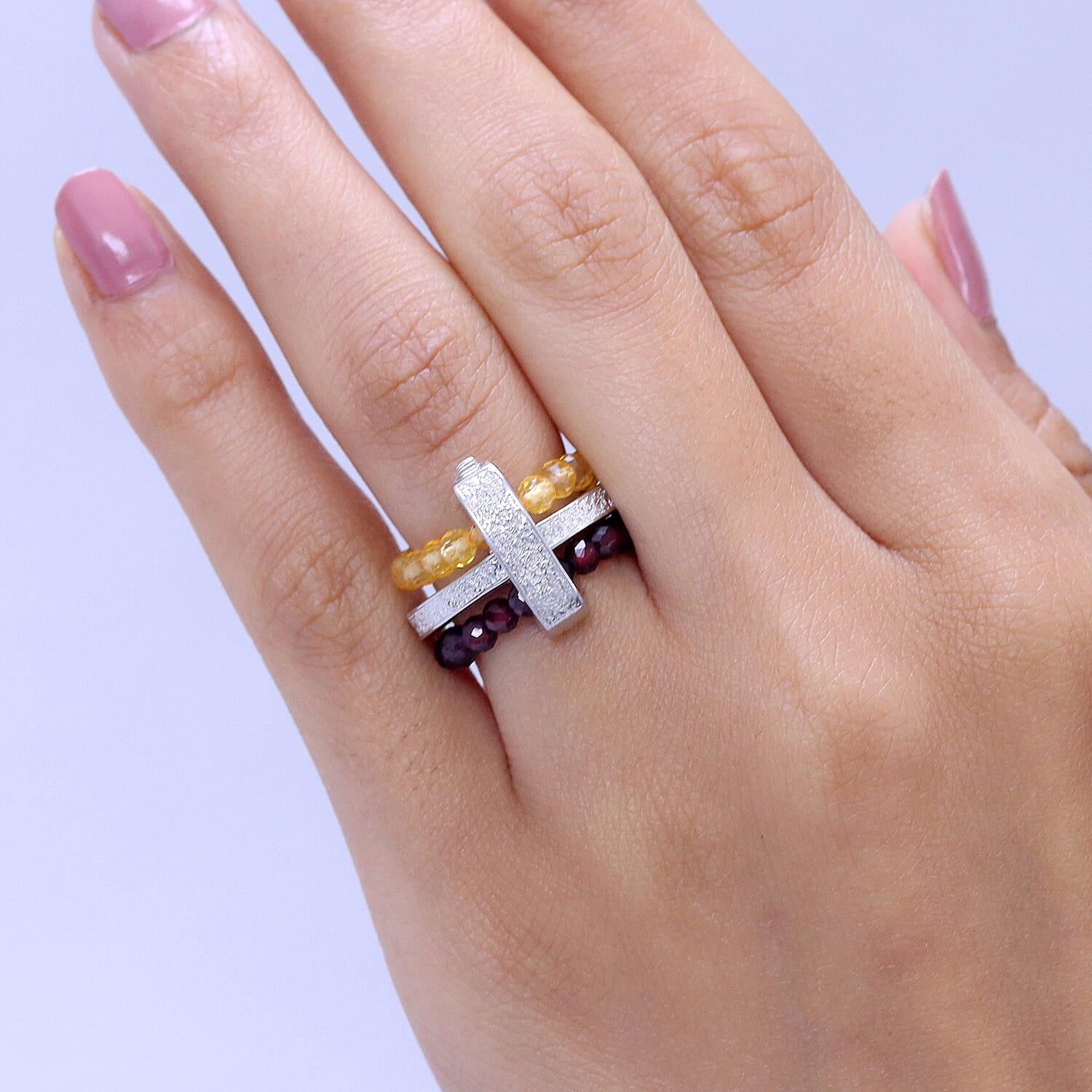EverTrue - Citrine & Red Garnet Stackable Ring 10.50 Ct.