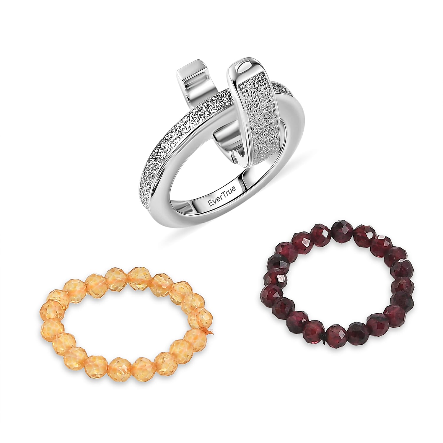 EverTrue - Citrine & Red Garnet Stackable Ring 10.50 Ct.