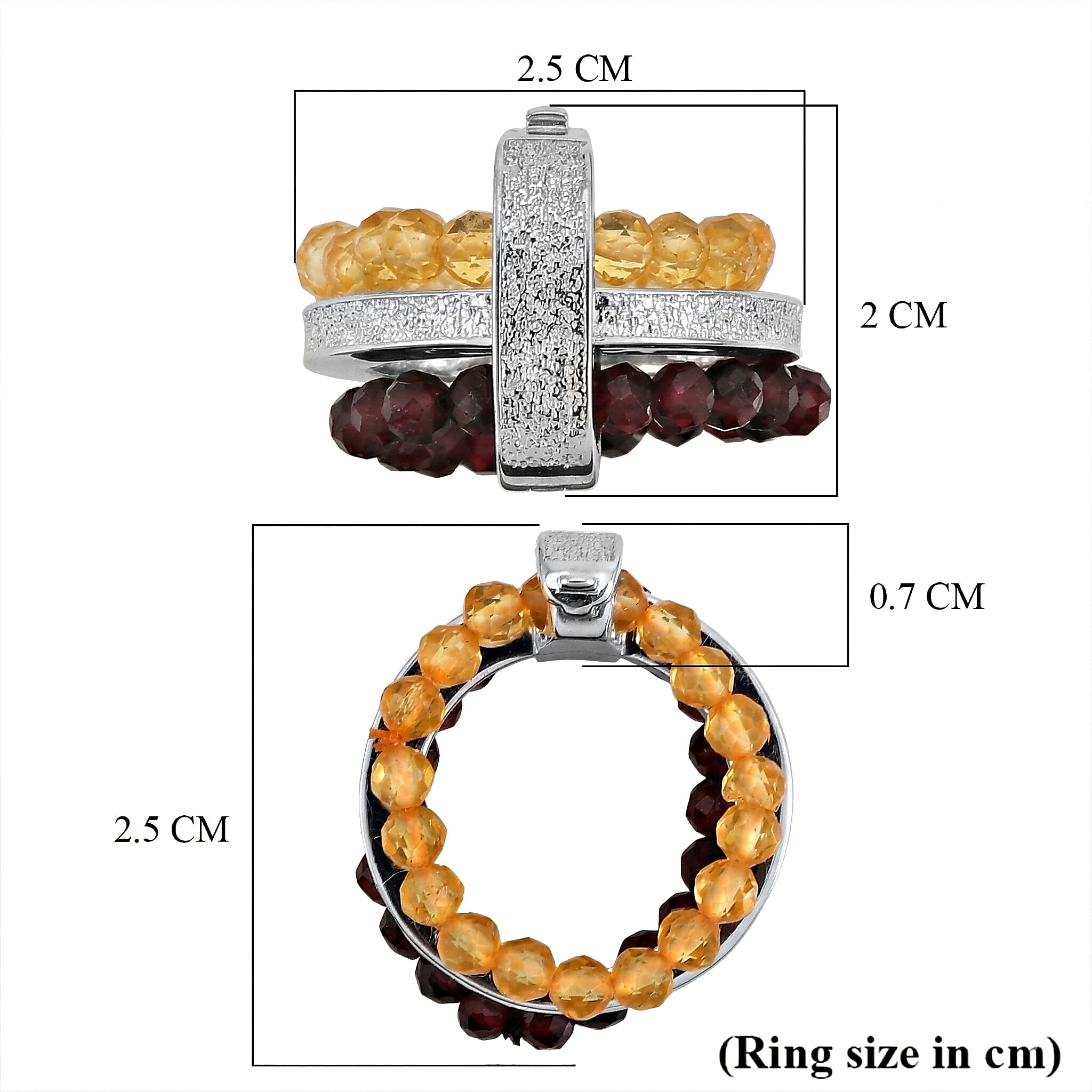 EverTrue - Citrine & Red Garnet Stackable Ring 10.50 Ct.