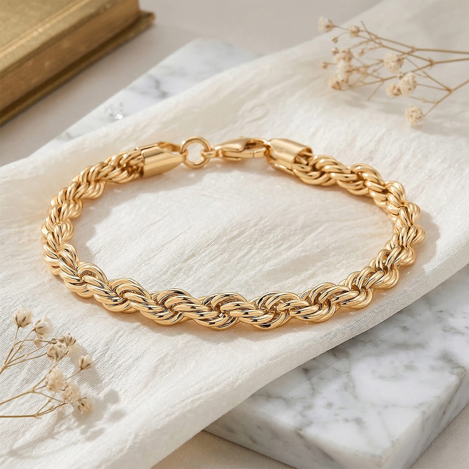 Rope  Bracelet (Size - 8) in Yellow Gold Tone
