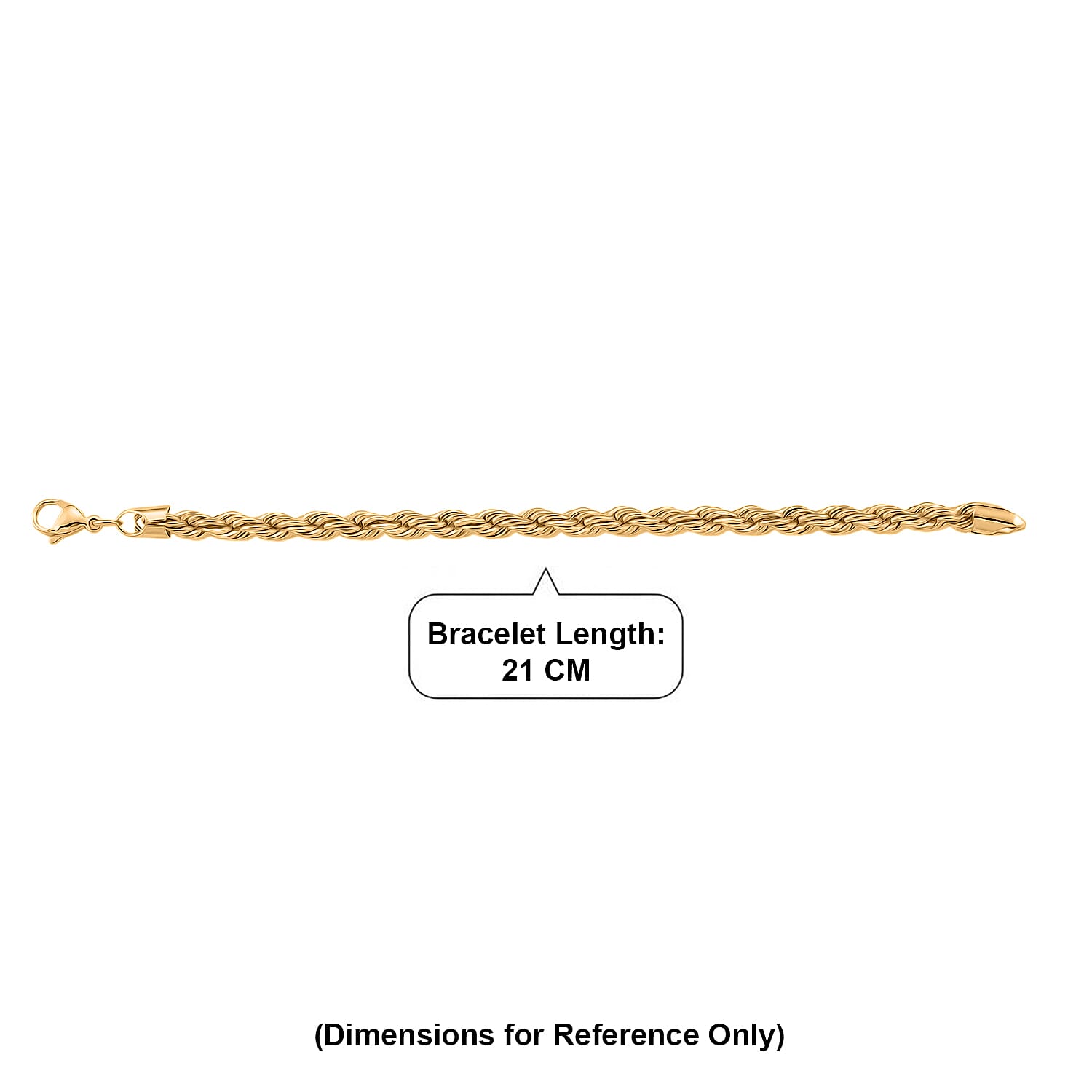 Rope  Bracelet (Size - 8) in Yellow Gold Tone