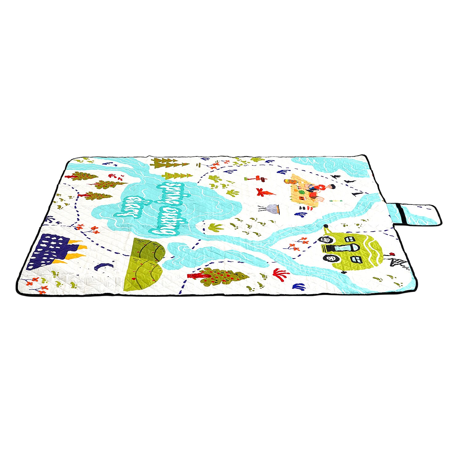 Extra Large Cotton Padded Picnic Blanket Waterproof, (2 x 2m) - Spring