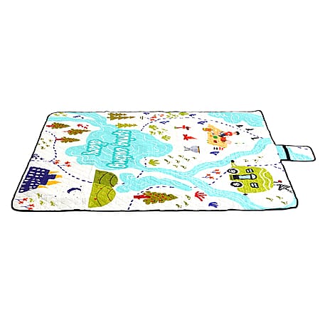 Extra Large Cotton Padded Picnic Blanket Waterproof, (2 x 2m) - Spring