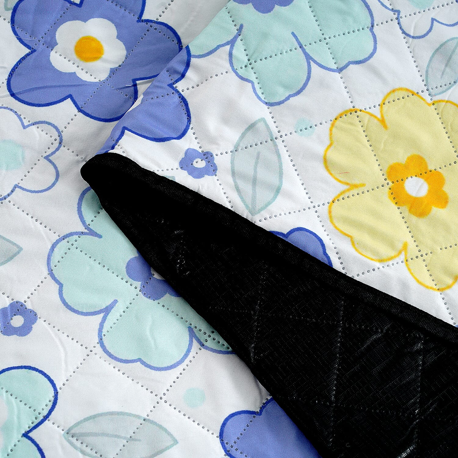Extra Large Cotton Padded Picnic Blanket Waterproof, (2 x 2m) - Flower