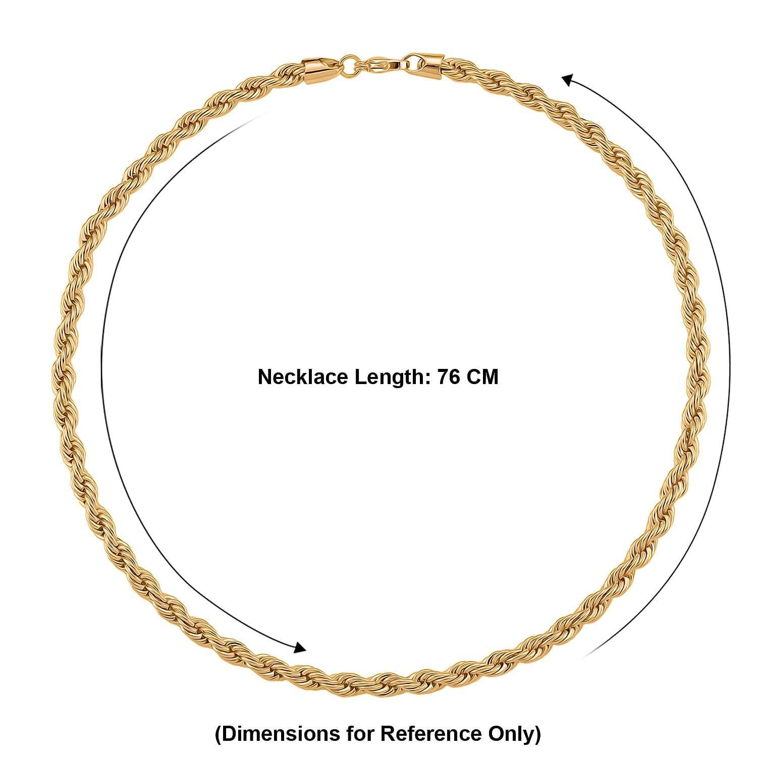 Close Out Deal- Chunky Rope  Necklace (Size - 30) in Yellow Gold Tone