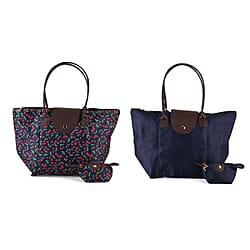 Nylon Patterned Tote Bag (Size 42x26x16 cm) - Red