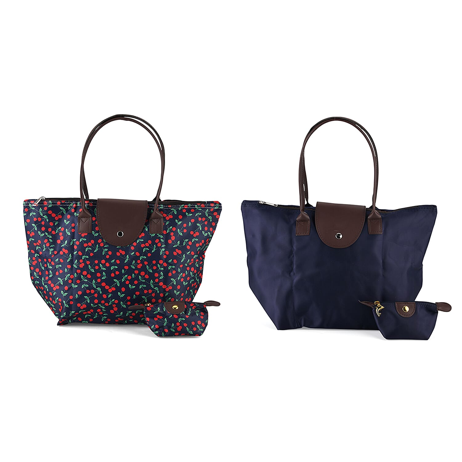 Nylon Patterned Tote Bag (Size 42x26x16 cm) - Navy