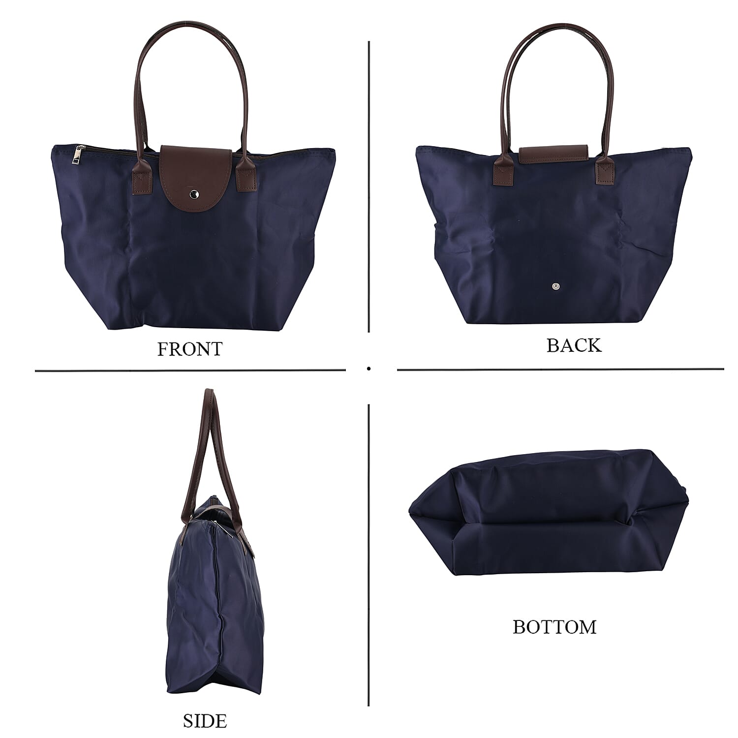 Nylon Patterned Tote Bag (Size 42x26x16 cm) - Navy