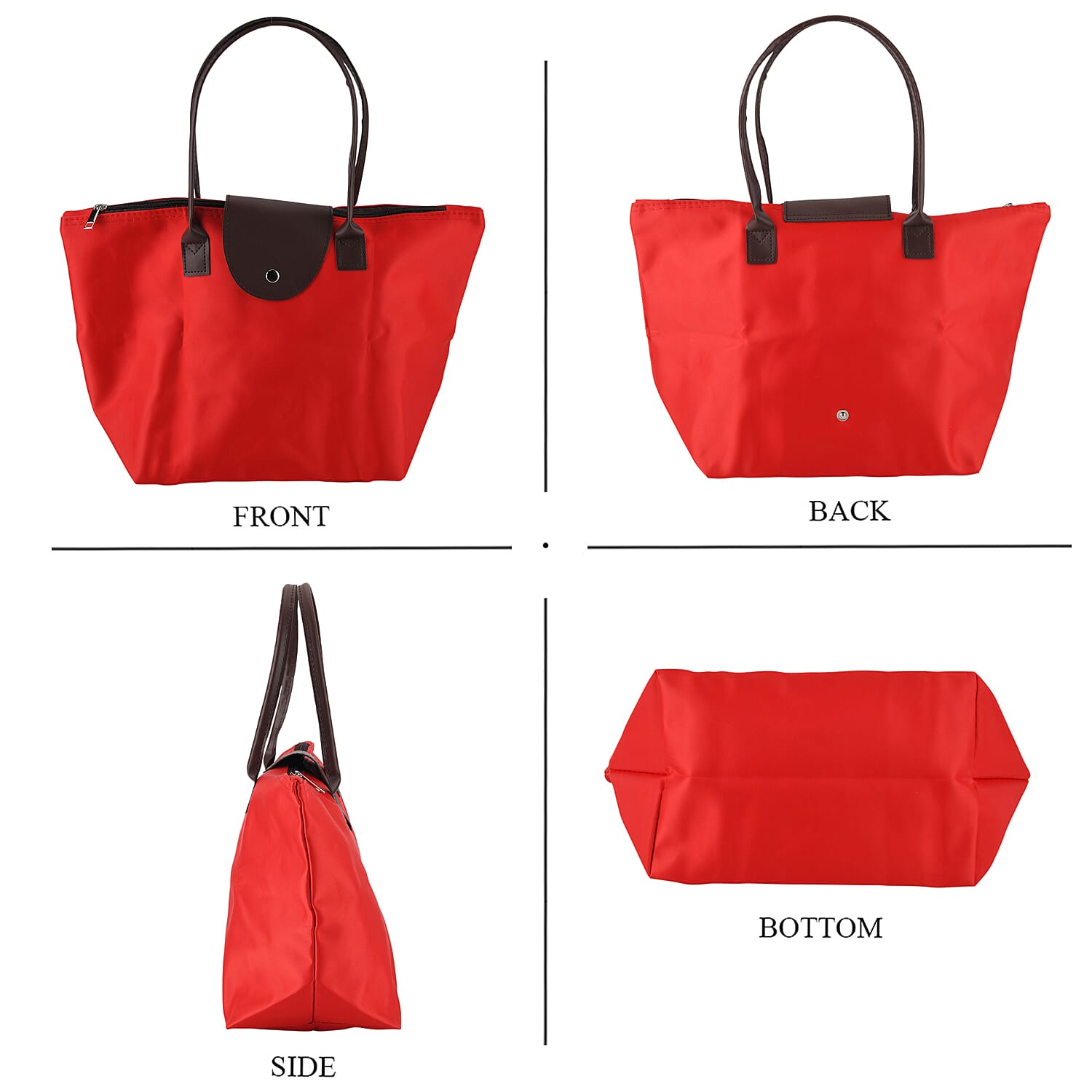 Nylon Patterned Tote Bag (Size 42x26x16 cm) - Red