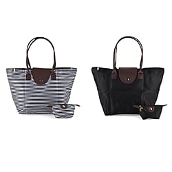 Nylon Patterned Tote Bag (Size 42x26x16 cm) - Red