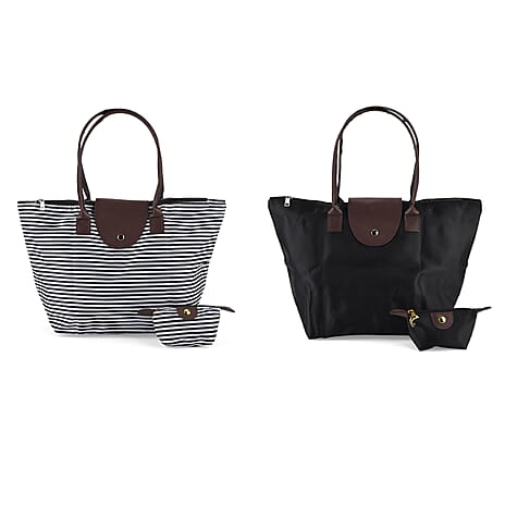 DESIGNER INSPIRED - Set of 4 Tote Bag - Cosmetic Bag - Black