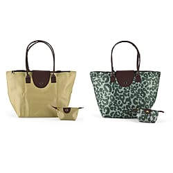 Nylon Patterned Tote Bag (Size 42x26x16 cm) - Red