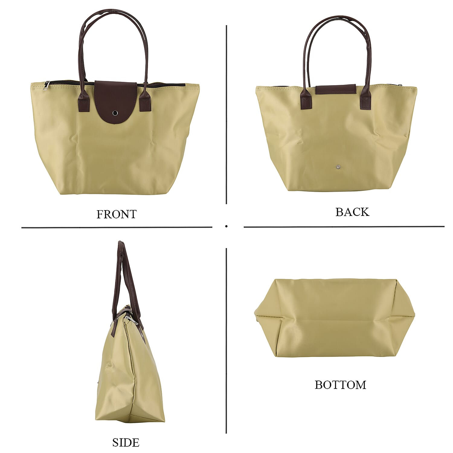 Nylon Patterned Tote Bag (Size 42x26x16 cm) - Olive