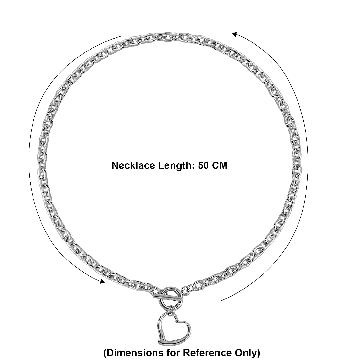 Heart Drop Link Chain Necklace (Size - 20.5) with T Bar Clasp