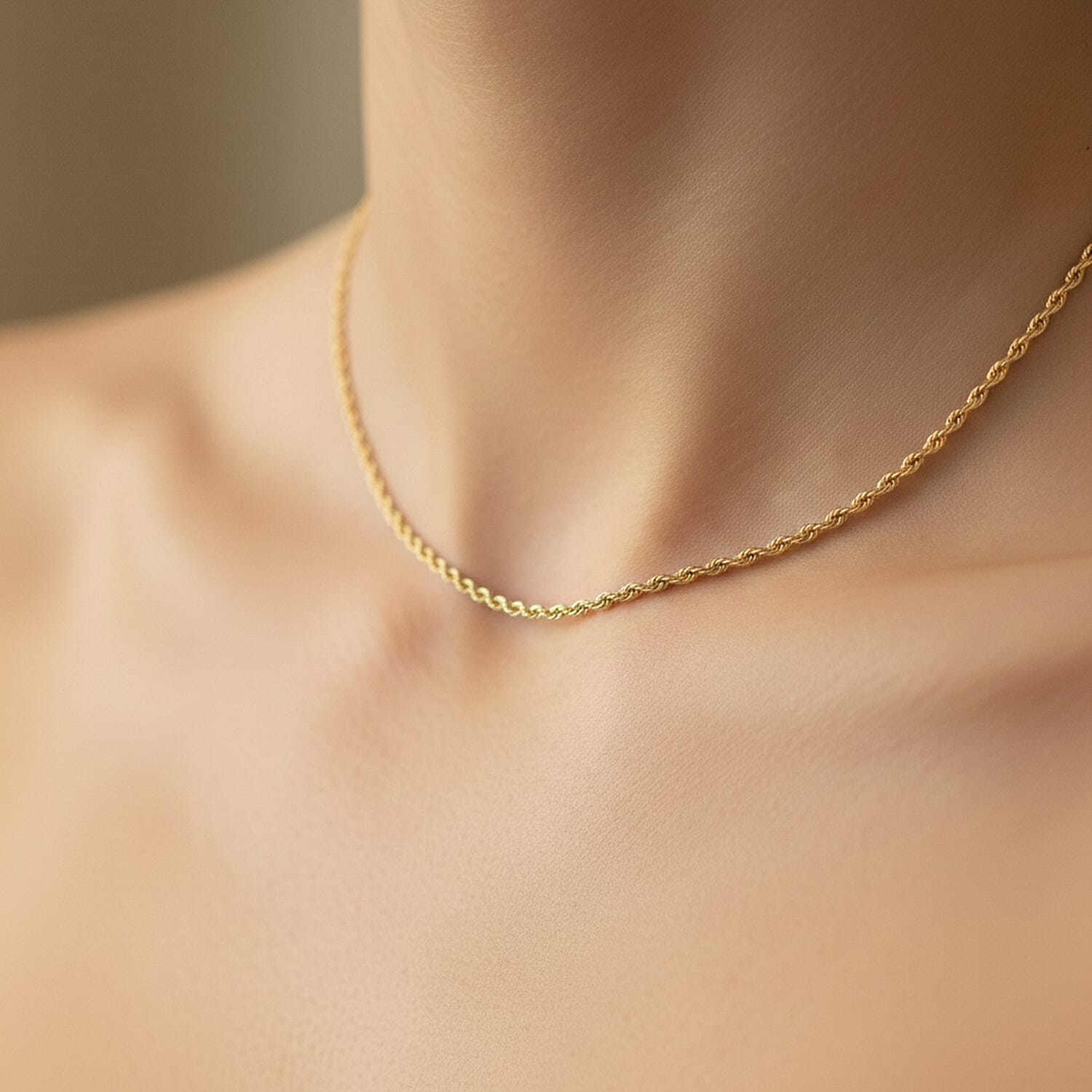 Vicenza Buy- 9K Yellow Gold Rope Chain (Size - 24) with Spring Ring Clasp