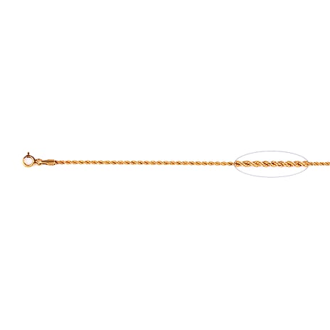 9K Yellow Gold Rope Chain (Size - 20) with Spring Ring Clasp