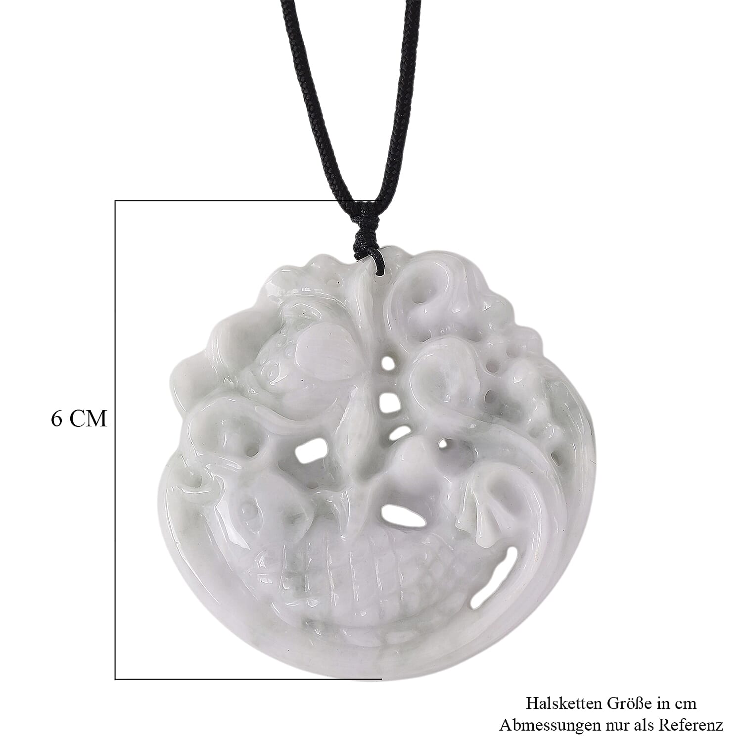 Natural White Jade Adjustable Carved Fish Necklace (Size - 28) 270.00 Ct.