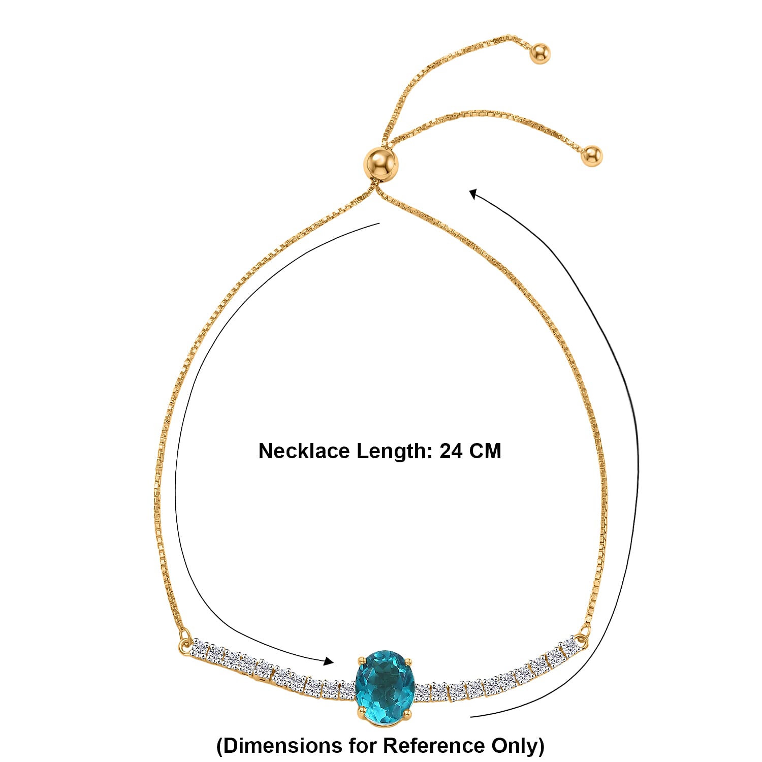 D'Joy Capri Blue Triplet Quartz & White Zircon Adjustable Chain Bracelet (Size - 10.5) in Yellow Gold Plated Sterling Silver 3.94 Ct.