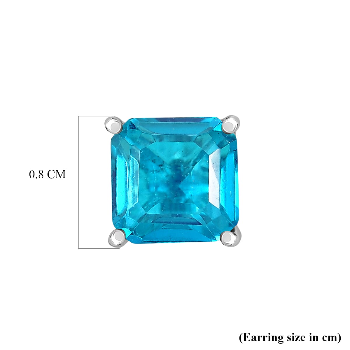 Capri Blue Triplet Quartz Solitaire Stud Push Post Earring in Platinum Overlay Sterling Silver 3.93 Ct.