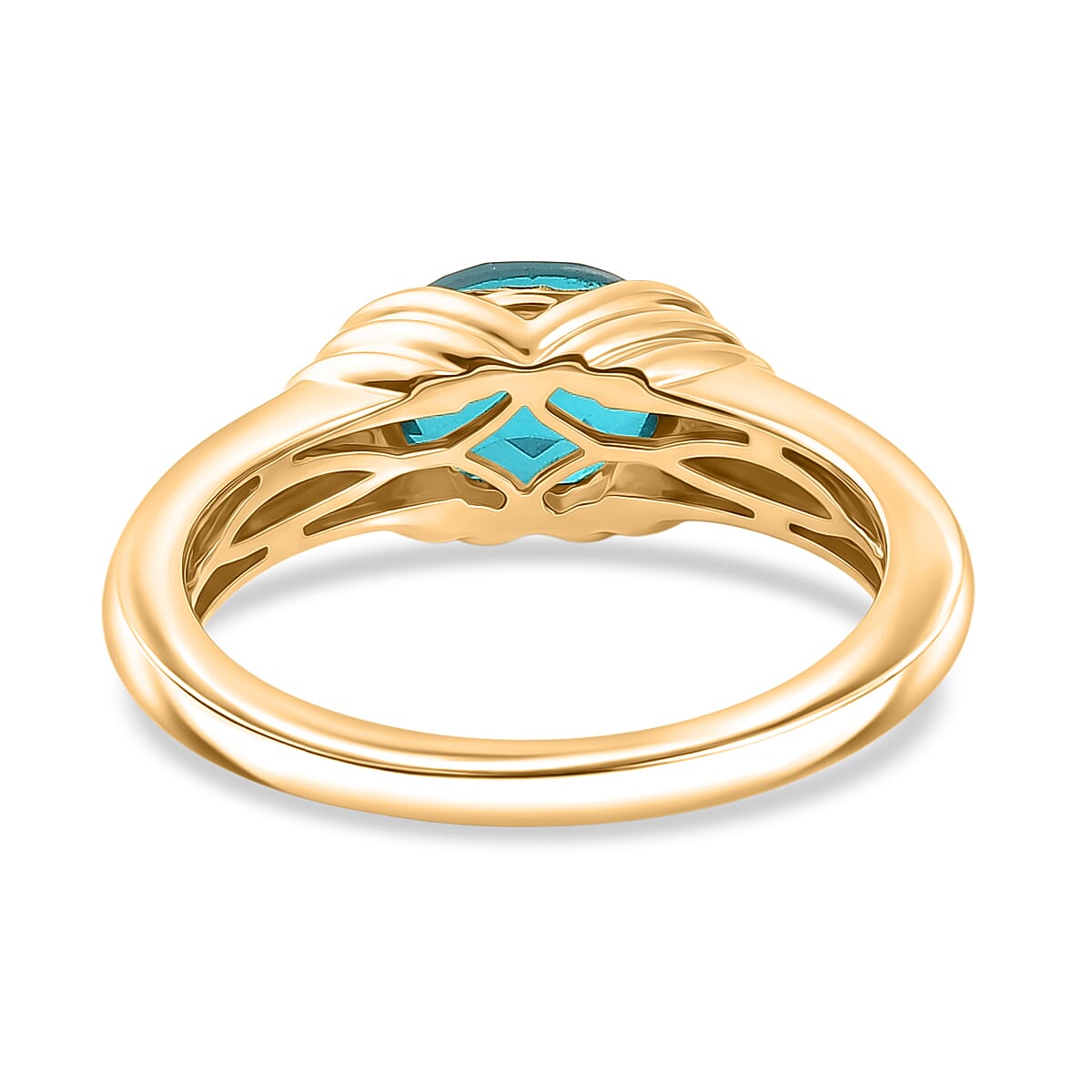 D'Joy Capri Blue Triplet Quartz Solitaire Ring in Yellow Gold Plated  Sterling Silver 1.53 Ct.