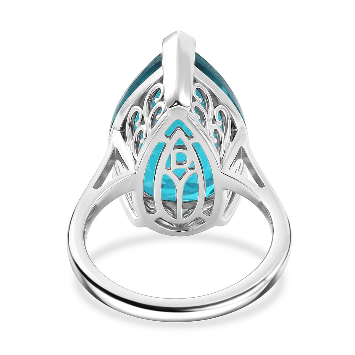 D'Joy Capri Blue Triplet Quartz Solitaire Ring in Rhodium Overlay Sterling Silver 10.68 Ct.